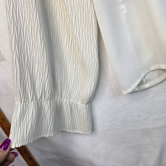 80s Susan Bristol Size 16 Pleated Collar Blouse Long Puff Sleeves Flowy Romantic - Picture 12 of 12